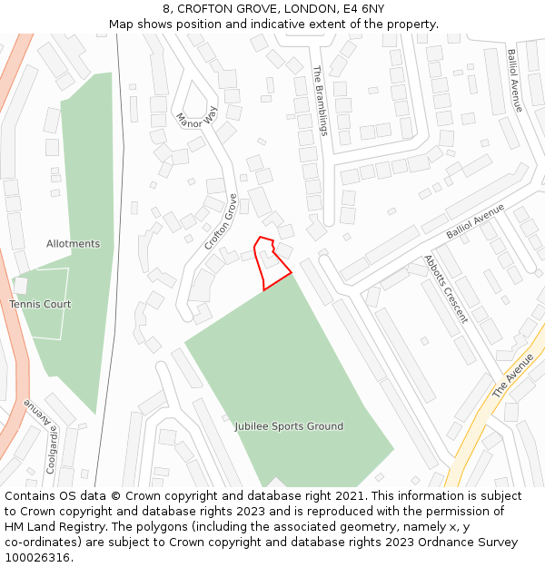 8, CROFTON GROVE, LONDON, E4 6NY: Location map and indicative extent of plot