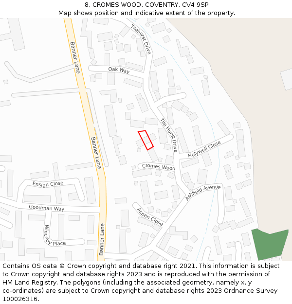8, CROMES WOOD, COVENTRY, CV4 9SP: Location map and indicative extent of plot