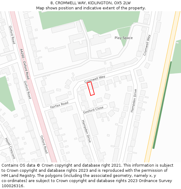 8, CROMWELL WAY, KIDLINGTON, OX5 2LW: Location map and indicative extent of plot