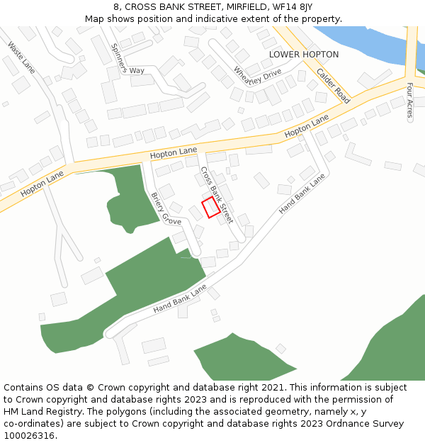 8, CROSS BANK STREET, MIRFIELD, WF14 8JY: Location map and indicative extent of plot