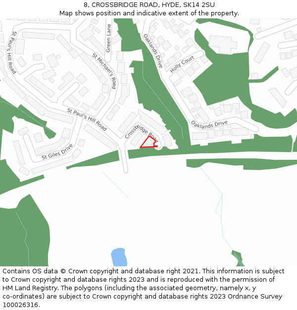 8, CROSSBRIDGE ROAD, HYDE, SK14 2SU: Location map and indicative extent of plot