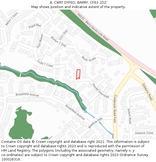 8, CWRT DYFED, BARRY, CF63 1DZ: Location map and indicative extent of plot