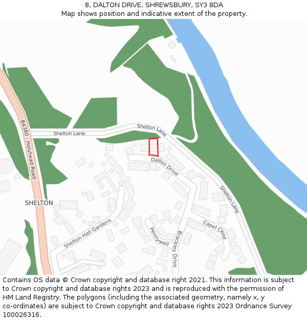 8, DALTON DRIVE, SHREWSBURY, SY3 8DA: Location map and indicative extent of plot