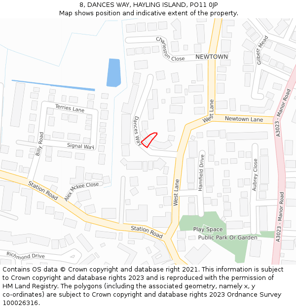 8, DANCES WAY, HAYLING ISLAND, PO11 0JP: Location map and indicative extent of plot