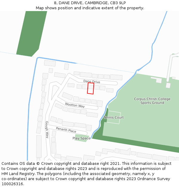 8, DANE DRIVE, CAMBRIDGE, CB3 9LP: Location map and indicative extent of plot