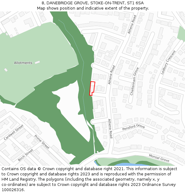 8, DANEBRIDGE GROVE, STOKE-ON-TRENT, ST1 6SA: Location map and indicative extent of plot