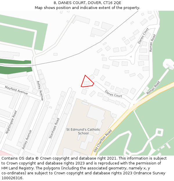 8, DANES COURT, DOVER, CT16 2QE: Location map and indicative extent of plot