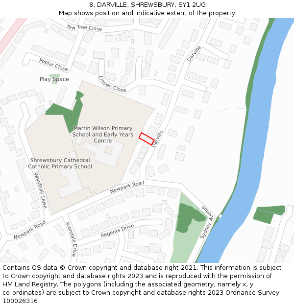 8, DARVILLE, SHREWSBURY, SY1 2UG: Location map and indicative extent of plot