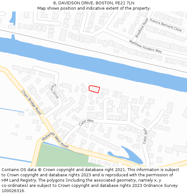 8, DAVIDSON DRIVE, BOSTON, PE21 7LN: Location map and indicative extent of plot