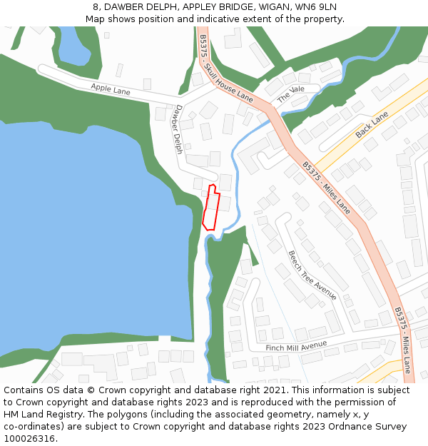 8, DAWBER DELPH, APPLEY BRIDGE, WIGAN, WN6 9LN: Location map and indicative extent of plot