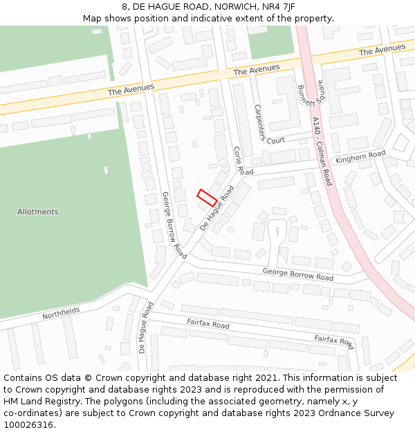 8, DE HAGUE ROAD, NORWICH, NR4 7JF: Location map and indicative extent of plot