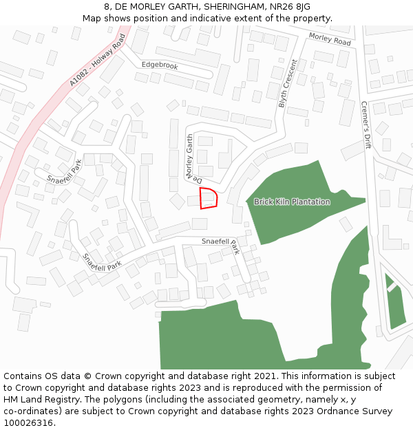 8, DE MORLEY GARTH, SHERINGHAM, NR26 8JG: Location map and indicative extent of plot