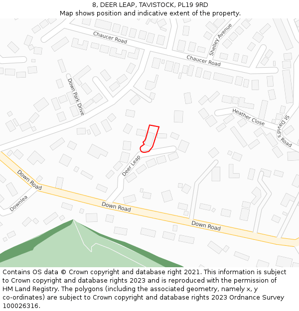 8, DEER LEAP, TAVISTOCK, PL19 9RD: Location map and indicative extent of plot