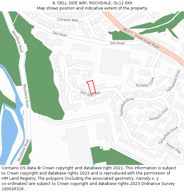 8, DELL SIDE WAY, ROCHDALE, OL12 6XX: Location map and indicative extent of plot