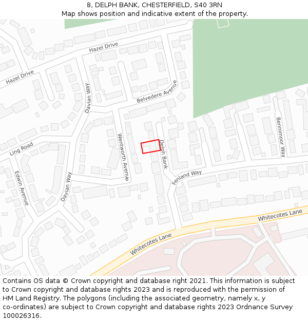 8, DELPH BANK, CHESTERFIELD, S40 3RN: Location map and indicative extent of plot