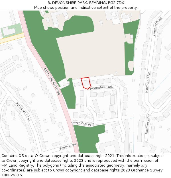 8, DEVONSHIRE PARK, READING, RG2 7DX: Location map and indicative extent of plot