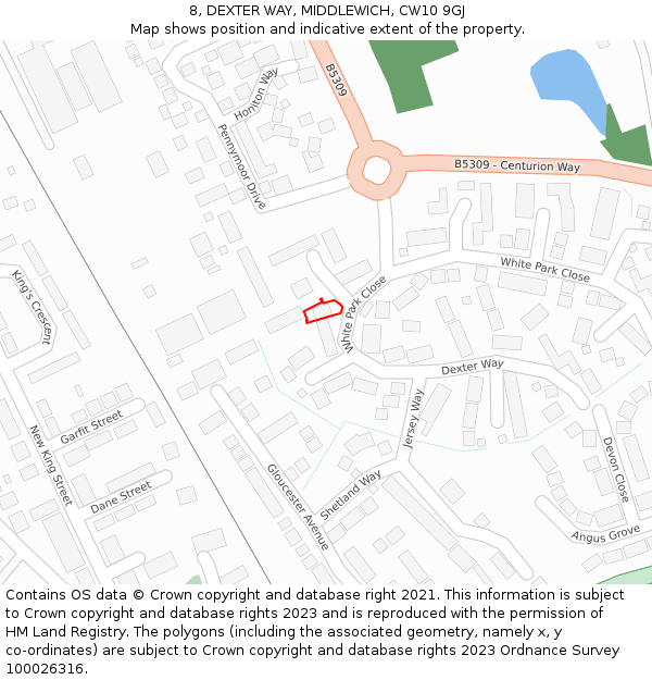 8, DEXTER WAY, MIDDLEWICH, CW10 9GJ: Location map and indicative extent of plot