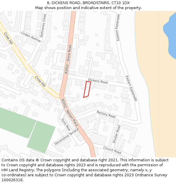 8, DICKENS ROAD, BROADSTAIRS, CT10 1DX: Location map and indicative extent of plot