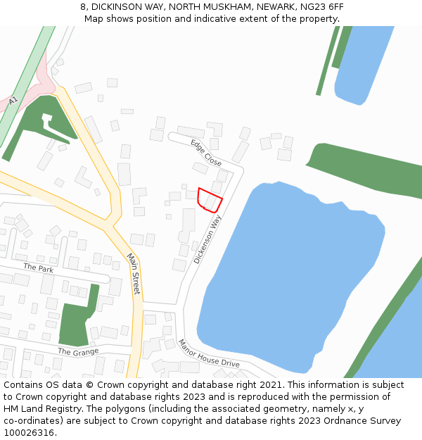 8, DICKINSON WAY, NORTH MUSKHAM, NEWARK, NG23 6FF: Location map and indicative extent of plot