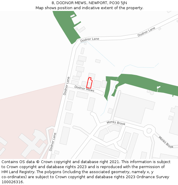 8, DODNOR MEWS, NEWPORT, PO30 5JN: Location map and indicative extent of plot