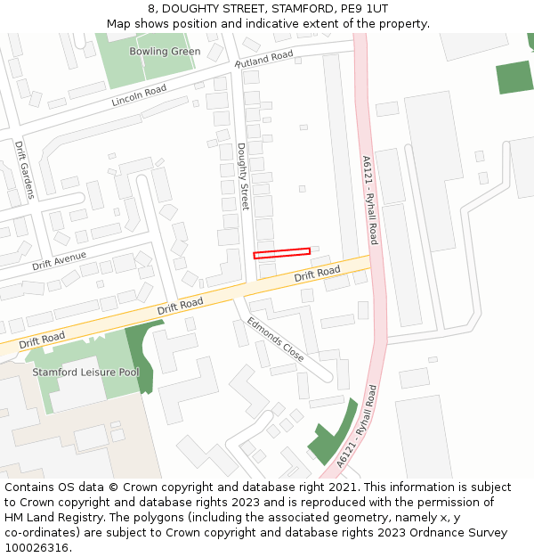 8, DOUGHTY STREET, STAMFORD, PE9 1UT: Location map and indicative extent of plot