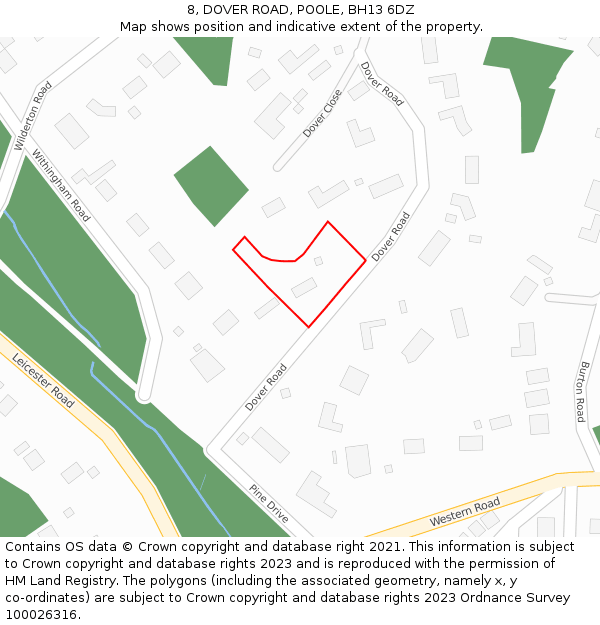 8, DOVER ROAD, POOLE, BH13 6DZ: Location map and indicative extent of plot