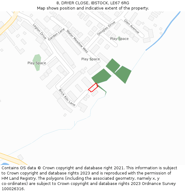 8, DRYER CLOSE, IBSTOCK, LE67 6RG: Location map and indicative extent of plot