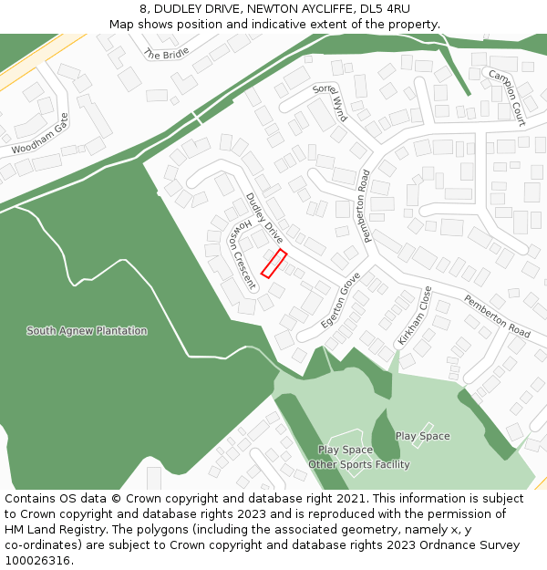 8, DUDLEY DRIVE, NEWTON AYCLIFFE, DL5 4RU: Location map and indicative extent of plot