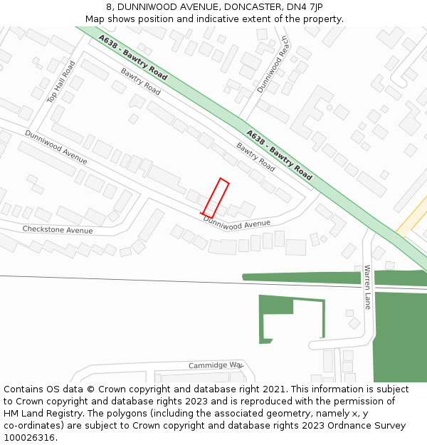 8, DUNNIWOOD AVENUE, DONCASTER, DN4 7JP: Location map and indicative extent of plot