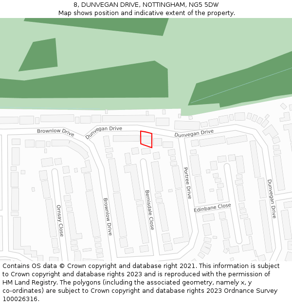 8, DUNVEGAN DRIVE, NOTTINGHAM, NG5 5DW: Location map and indicative extent of plot