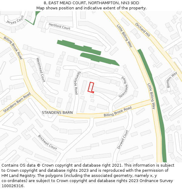 8, EAST MEAD COURT, NORTHAMPTON, NN3 9DD: Location map and indicative extent of plot