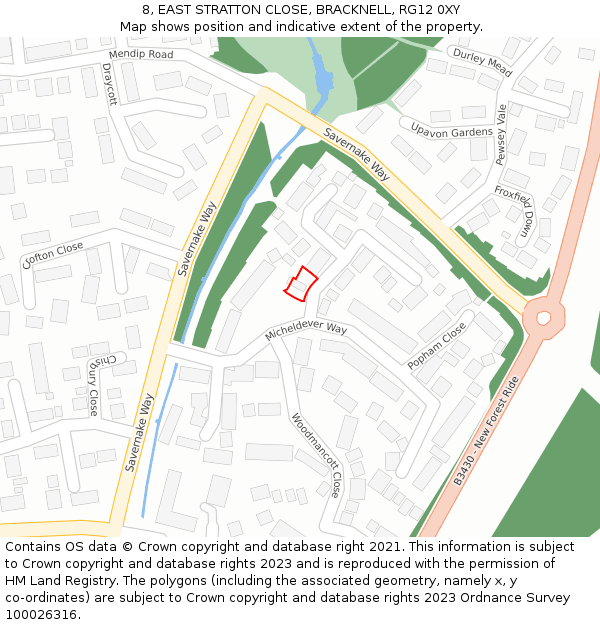 8, EAST STRATTON CLOSE, BRACKNELL, RG12 0XY: Location map and indicative extent of plot