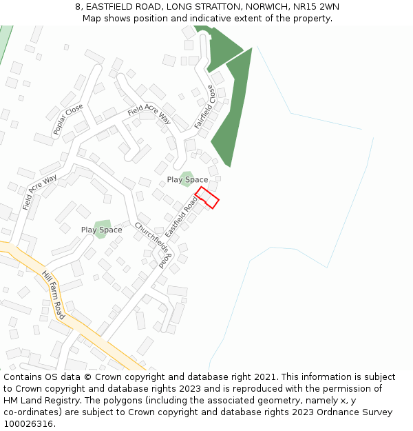 8, EASTFIELD ROAD, LONG STRATTON, NORWICH, NR15 2WN: Location map and indicative extent of plot