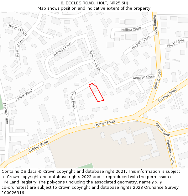 8, ECCLES ROAD, HOLT, NR25 6HJ: Location map and indicative extent of plot