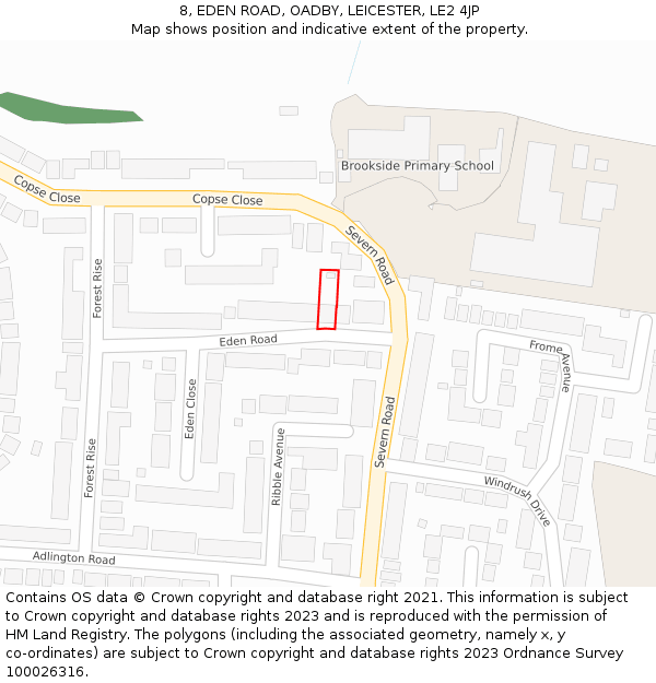 8, EDEN ROAD, OADBY, LEICESTER, LE2 4JP: Location map and indicative extent of plot