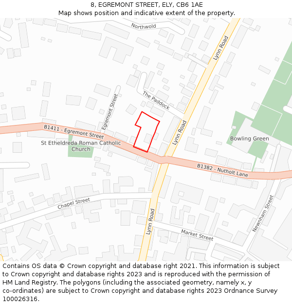 8, EGREMONT STREET, ELY, CB6 1AE: Location map and indicative extent of plot