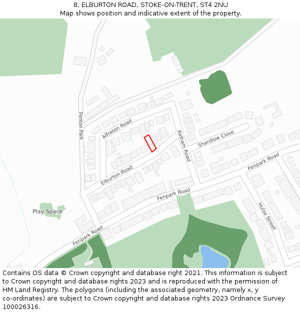 8, ELBURTON ROAD, STOKE-ON-TRENT, ST4 2NU: Location map and indicative extent of plot