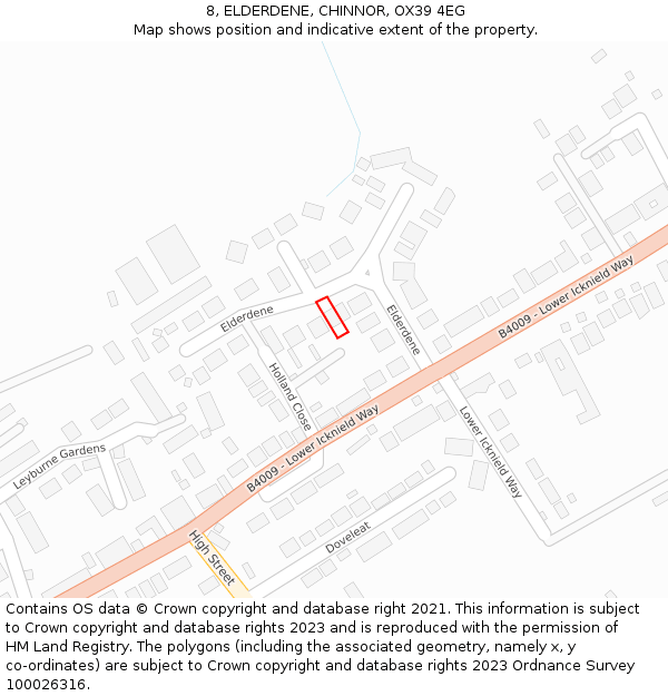 8, ELDERDENE, CHINNOR, OX39 4EG: Location map and indicative extent of plot