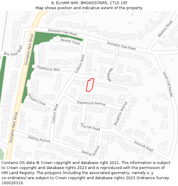 8, ELHAM WAY, BROADSTAIRS, CT10 1SF: Location map and indicative extent of plot