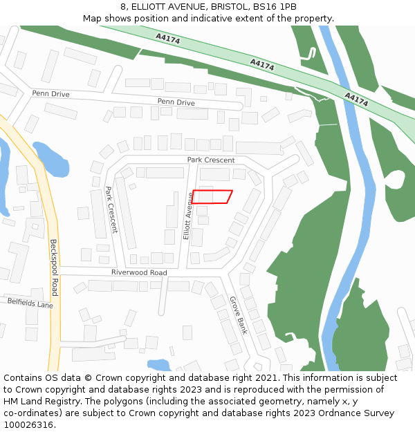 8, ELLIOTT AVENUE, BRISTOL, BS16 1PB: Location map and indicative extent of plot