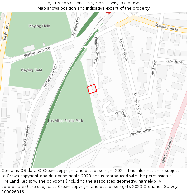 8, ELMBANK GARDENS, SANDOWN, PO36 9SA: Location map and indicative extent of plot