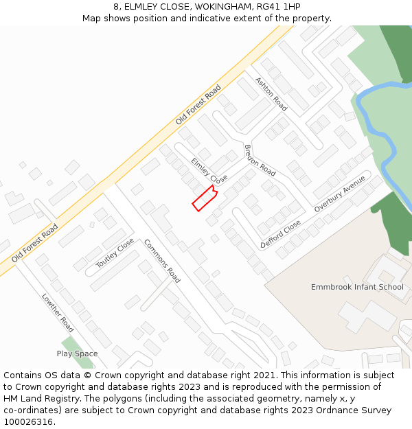 8, ELMLEY CLOSE, WOKINGHAM, RG41 1HP: Location map and indicative extent of plot