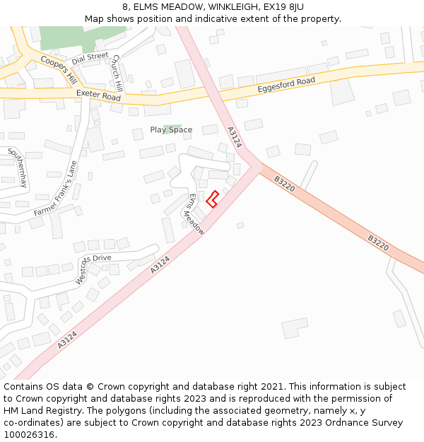 8, ELMS MEADOW, WINKLEIGH, EX19 8JU: Location map and indicative extent of plot