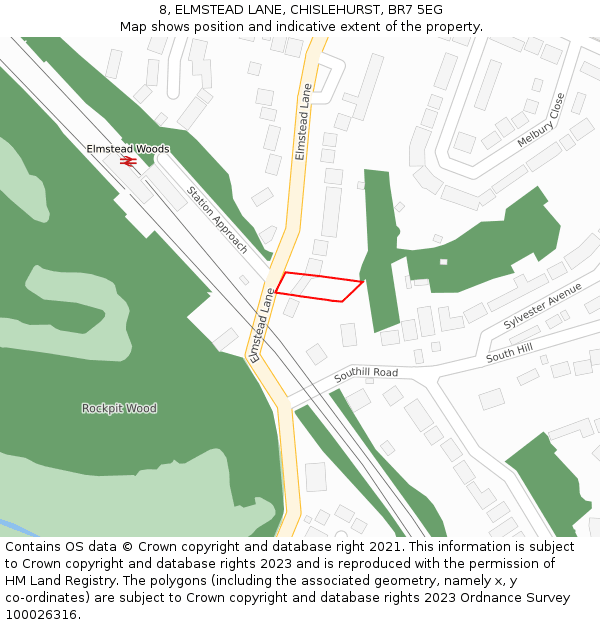 8, ELMSTEAD LANE, CHISLEHURST, BR7 5EG: Location map and indicative extent of plot
