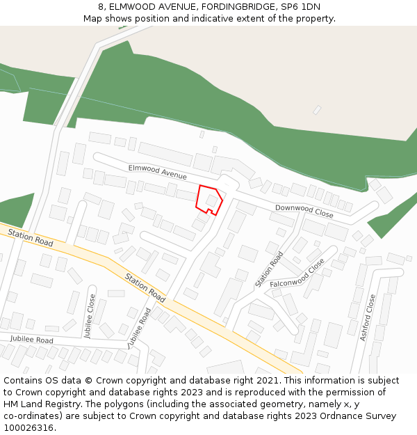 8, ELMWOOD AVENUE, FORDINGBRIDGE, SP6 1DN: Location map and indicative extent of plot