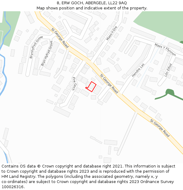 8, ERW GOCH, ABERGELE, LL22 9AQ: Location map and indicative extent of plot