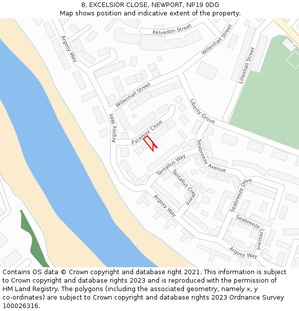 8, EXCELSIOR CLOSE, NEWPORT, NP19 0DG: Location map and indicative extent of plot