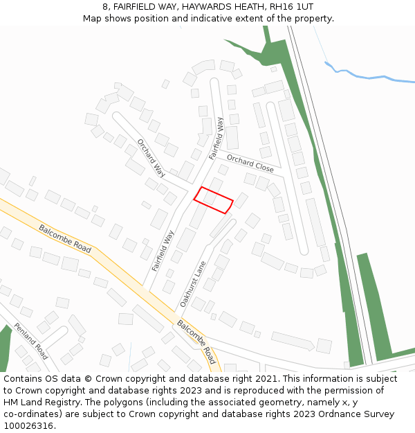 8, FAIRFIELD WAY, HAYWARDS HEATH, RH16 1UT: Location map and indicative extent of plot