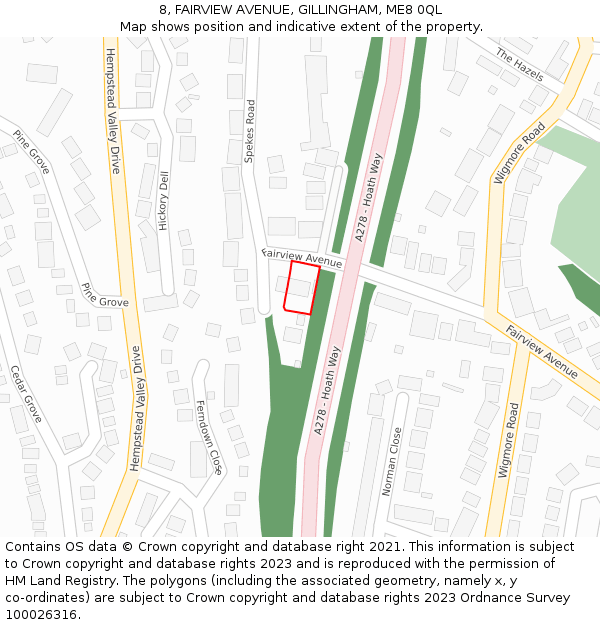 8, FAIRVIEW AVENUE, GILLINGHAM, ME8 0QL: Location map and indicative extent of plot