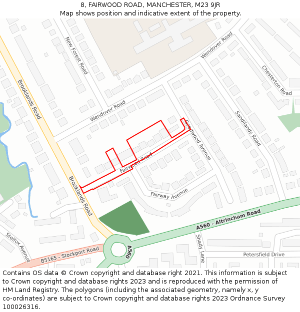 8, FAIRWOOD ROAD, MANCHESTER, M23 9JR: Location map and indicative extent of plot